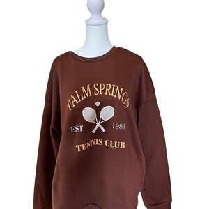 Palm Springs Tennis Club Brown Graphic Sweatshirt